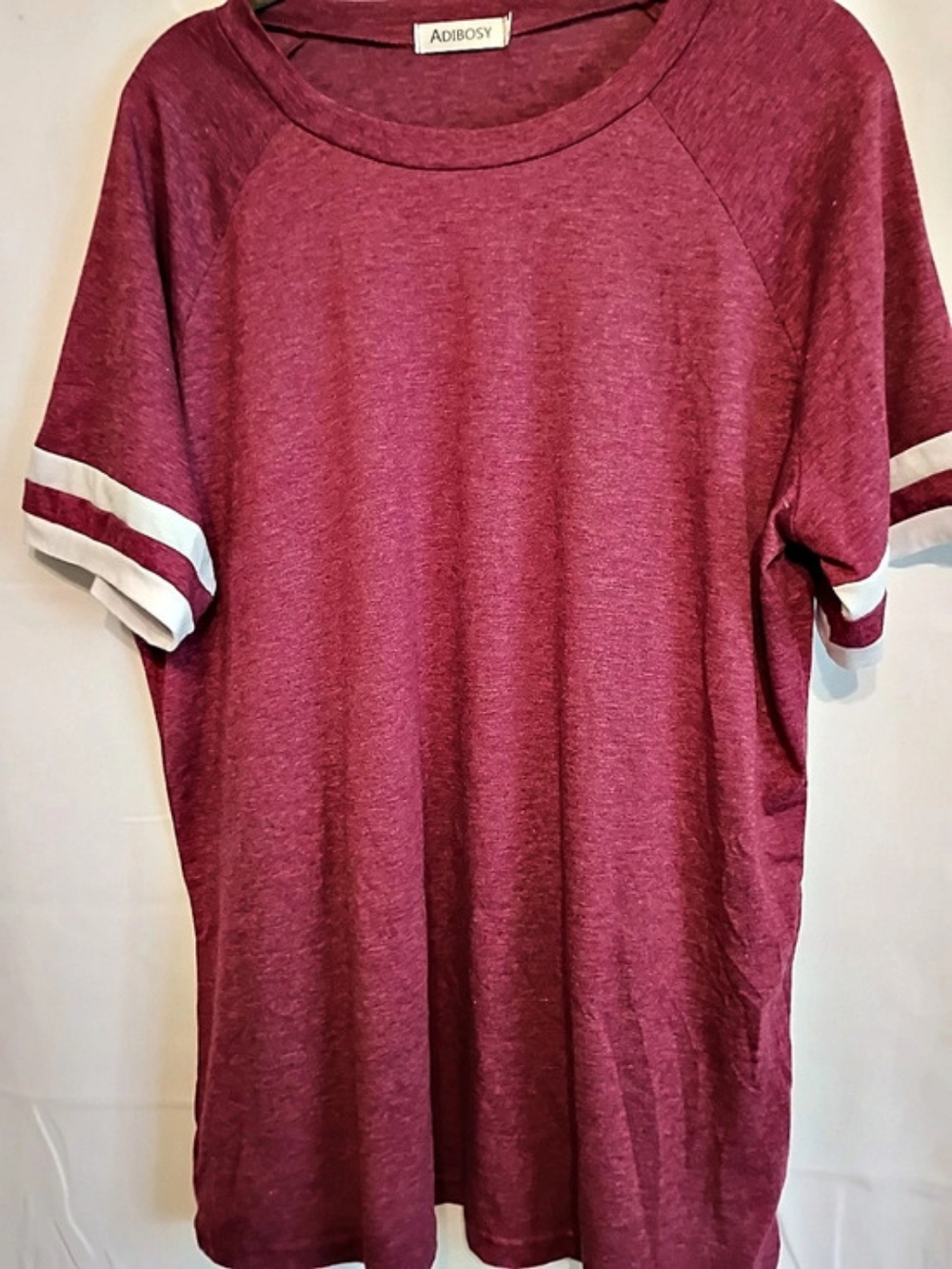 Adibosy Size Xxl Short Sleeve Top in Pink/Mauve Mineral Wash With White Stripes